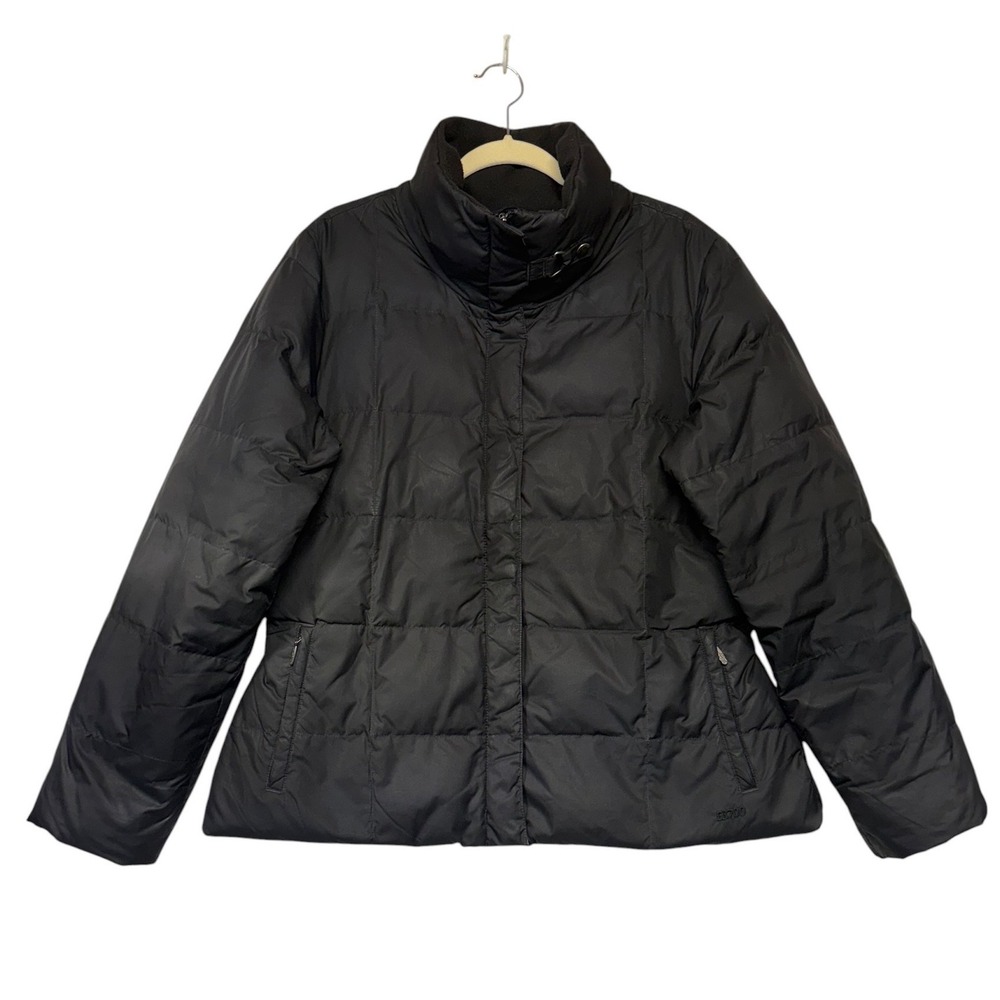 Eddie Bauer Premium Goose Down 700 Fill Puffer Jacket Black Womens Large EB700